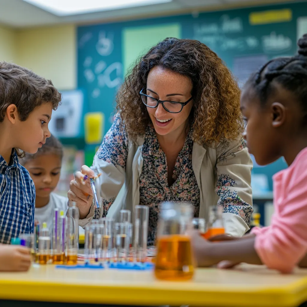 a teacher conducting a hands-on science experiment
